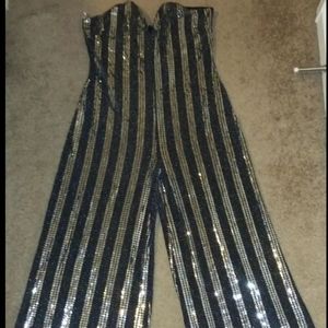 Woman's black & silver jumpsuit Sz 16 New